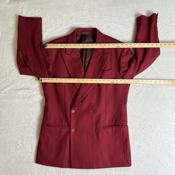 United Colors of Benetton Mens Italian Wool Blend Blazer Size 48 Burgundy Preppy - Picture 9 of 10